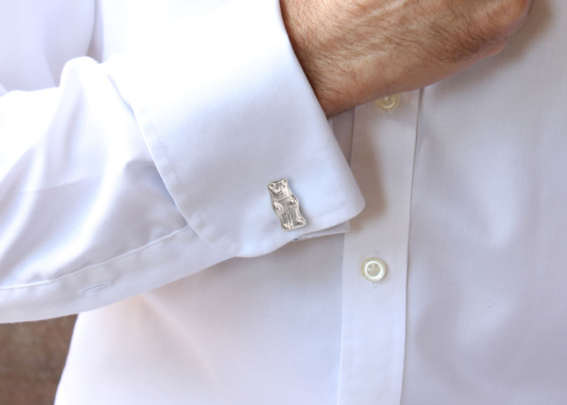 silver cufflinks man