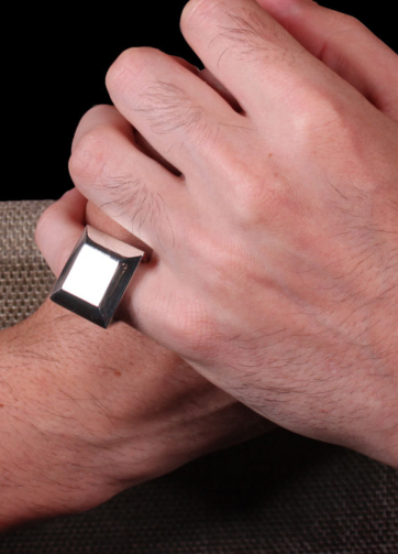 silver ring square with model