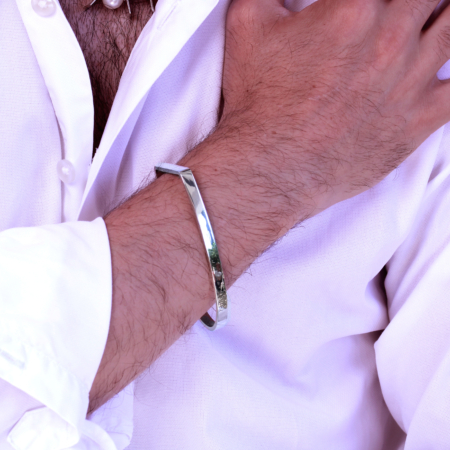 Silver bracelet for men egg-shaped 2 model.