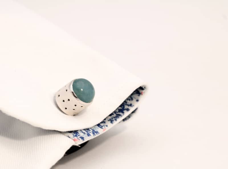 Silver cufflinks with aquamarine